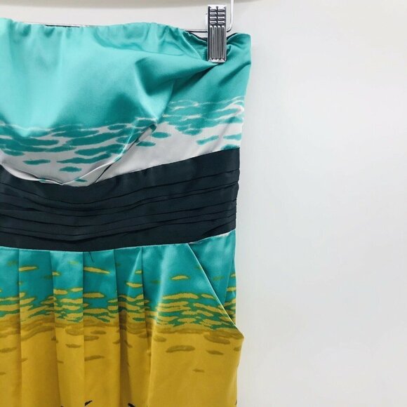 The Limited Printed Colorblock Strapless Dress 431 - Picture 2 of 7